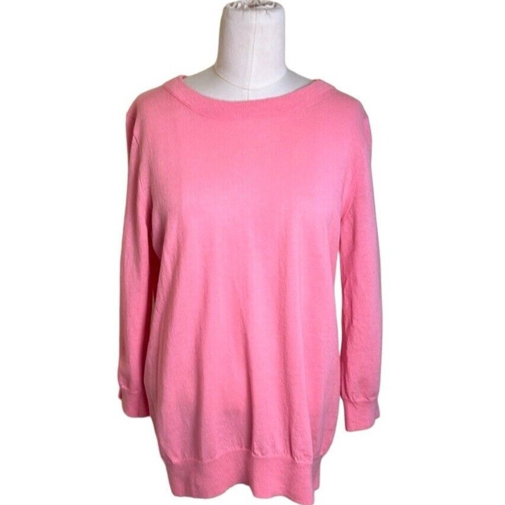 J Crew Sweater Pink 100% Merino Wool Soft Top Cruise Minimalist Medium **FLAWED*